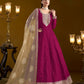 Anaita Rani Pink Embroidered Jacquard Chanderi Anarkali Suit