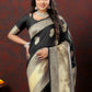 Lorenvalley Fashion Black Soft Silk Woven Design Gold Zari Weaving Saree - Swadesiicart