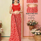 Red Georgette Designer Printed Ready To Wear Saree - Elite | Swadesiicart