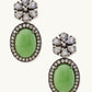 Nuyug Antique Silver Plated Crystal Studded Faux Jade Stones Embellished Necklace Set | Swadesiicart