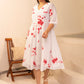 Janasya Off White Dobby Georgette Tie & Dye Fit & Flare Dress | Swadesiicart