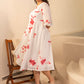 Janasya Off White Dobby Georgette Tie & Dye Fit & Flare Dress | Swadesiicart