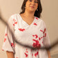 Janasya Off White Dobby Georgette Tie & Dye Fit & Flare Dress | Swadesiicart