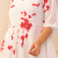 Janasya Off White Dobby Georgette Tie & Dye Fit & Flare Dress | Swadesiicart