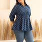 Janasya Dark Blue Cotton Ethnic Motifs A-Line Top | Swadesiicart
