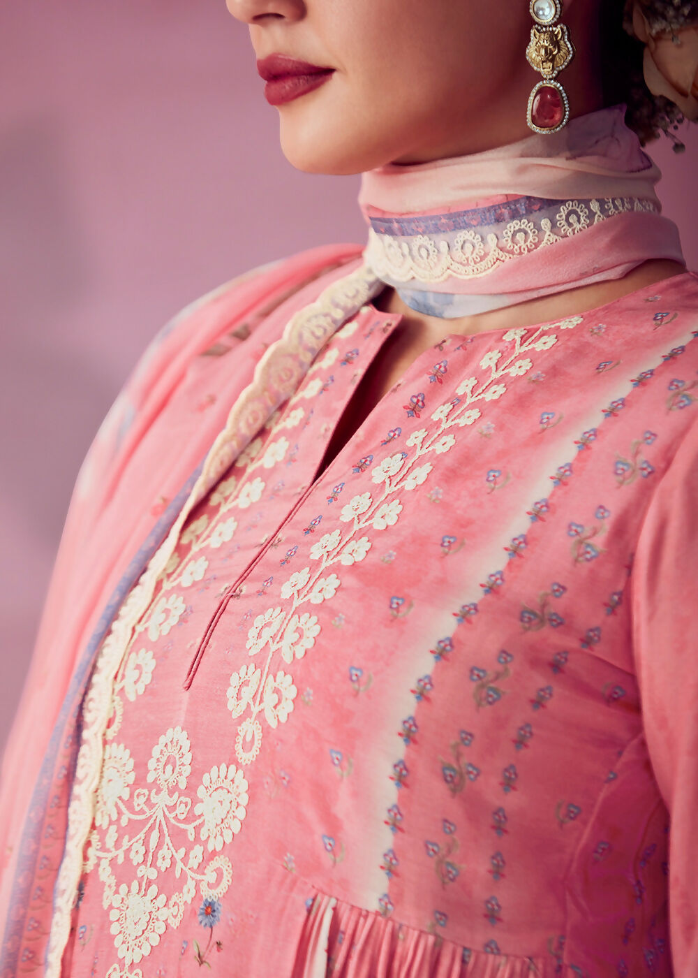 Blush Pink Muslin Cotton Printed Trendy Salwar Kurta Set - Emponline | Swadesiicart