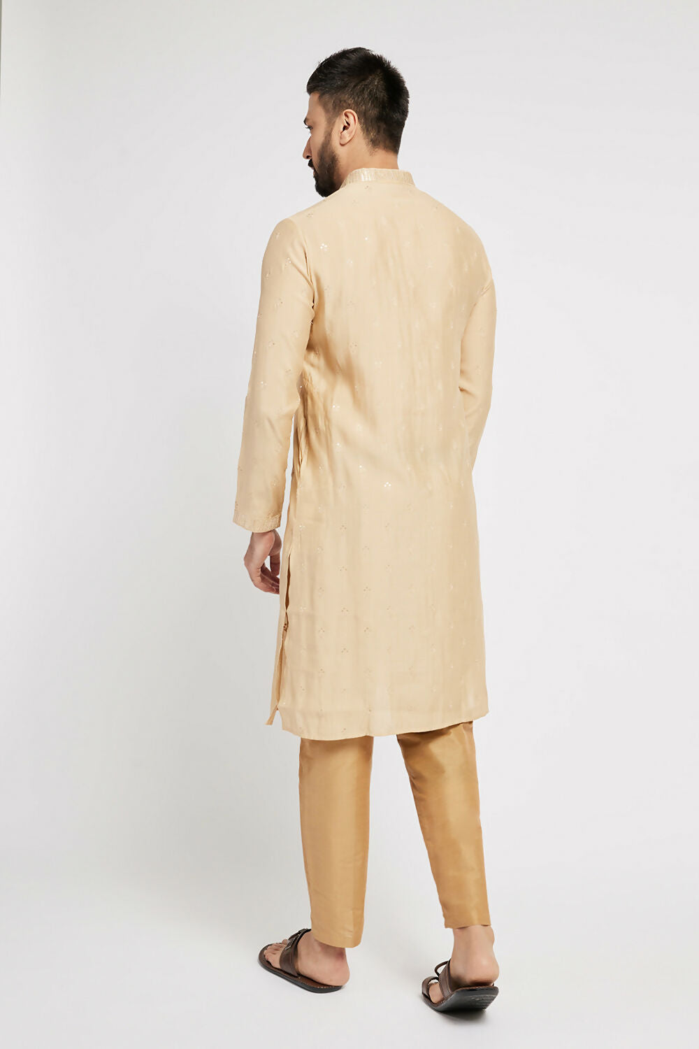 Ethnic India Beige Men's Kurta Ethnic Motifs | Swadesiicart