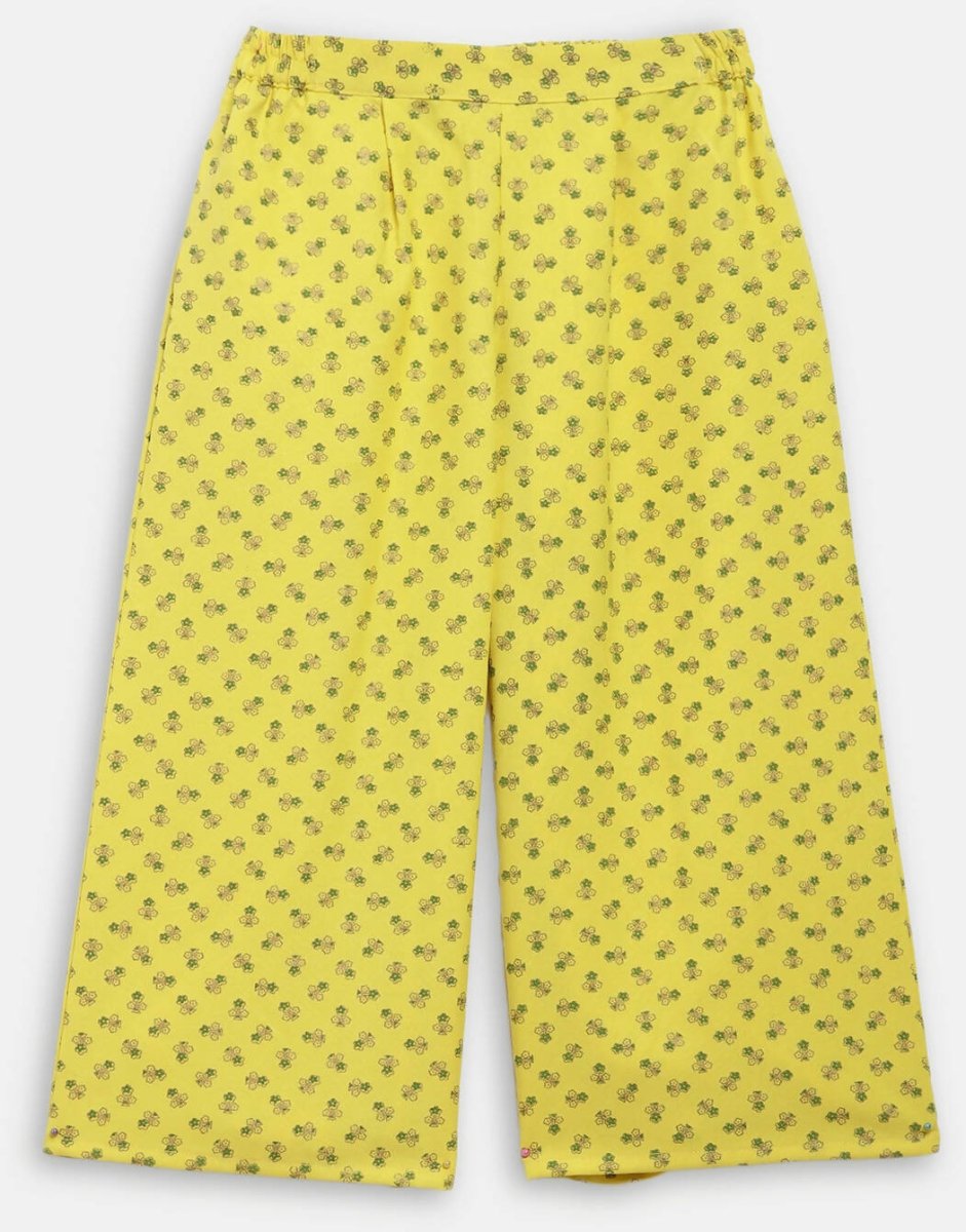 Ahalyaa Yellow Viscose Rayon Straight Kids Kurta Pants With Dupatta For Girls | Swadesiicart