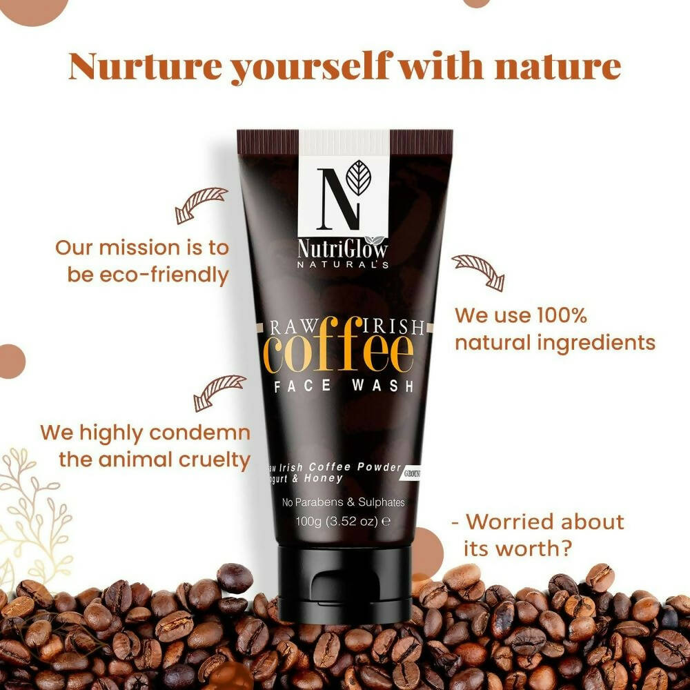 NutriGlow NATURAL'S Coffee Face Cleanser with Yogurt & Honey for Blackhead Removal Face Wash - Swadesiicart