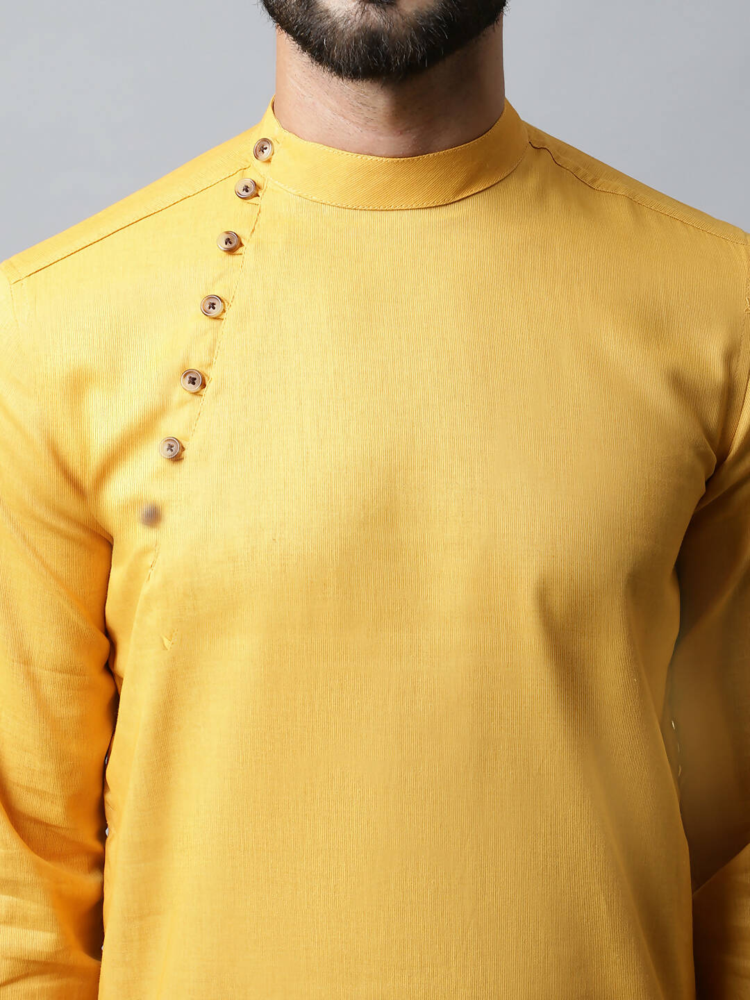 Even Apparels Yellow Color Pure Cotton Men's Kurta With Side Placket (SLD1130) | Swadesiicart