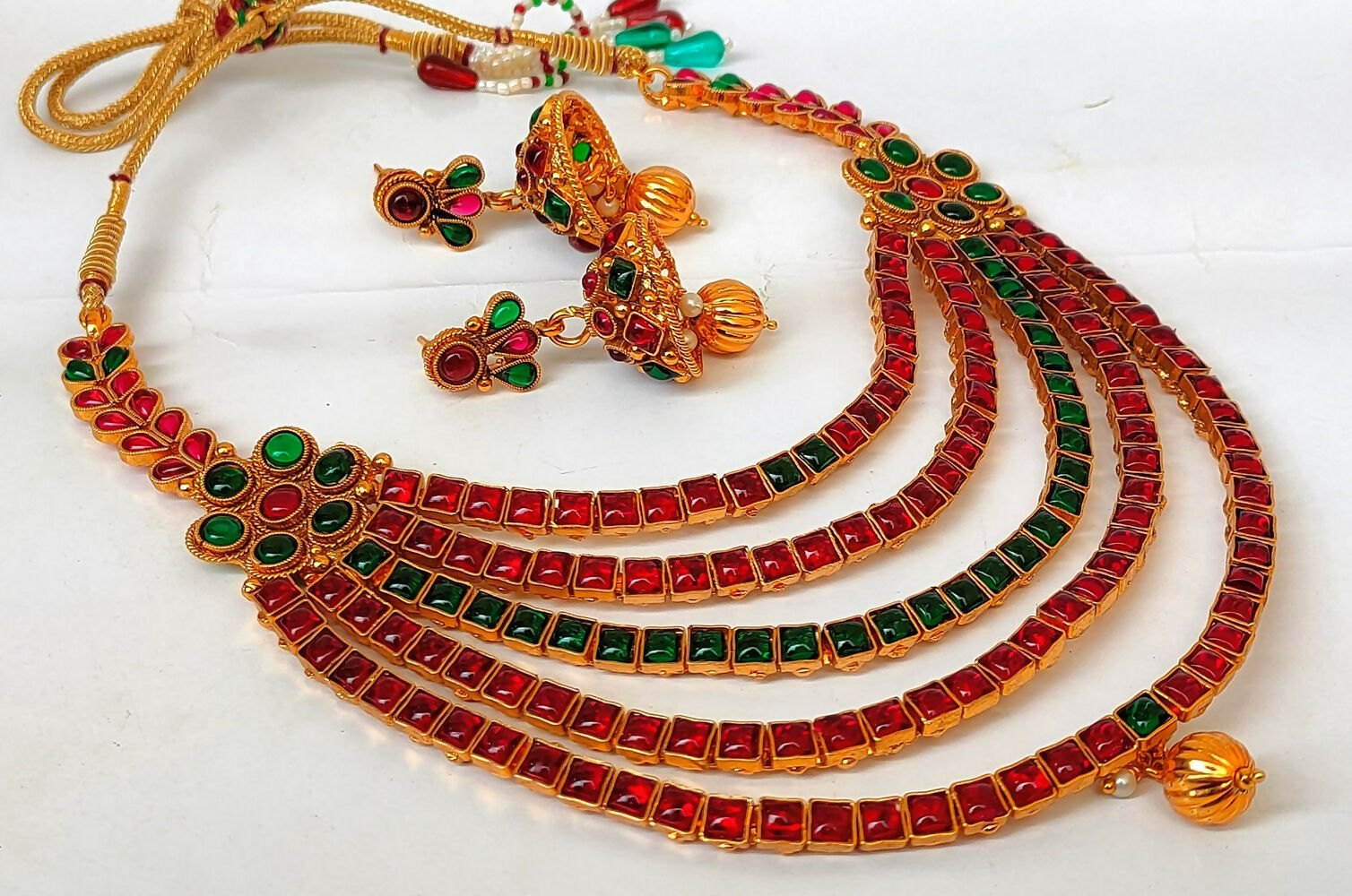 Multicolor Kemp Five Layer Necklace Set - Swadesiicart