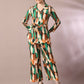 Myshka Women's Multi Printed Polo Collar Party Top With Trousers Co-ord set - Swadesiicart