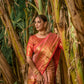 Jyoti Fashion Women's Peach Kanjivaram Silk Zari Woven Saree with Blouse | Swadesiicart