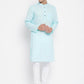 Even Apparels Pure Cotton Blue Color Men's Kurta With Band Collar | Swadesiicart