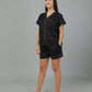 Breathables Women Cotton Night Suit Shirt And Shorts Co-Ord Set I Nightwear | Loungewear Set In Solid Colours