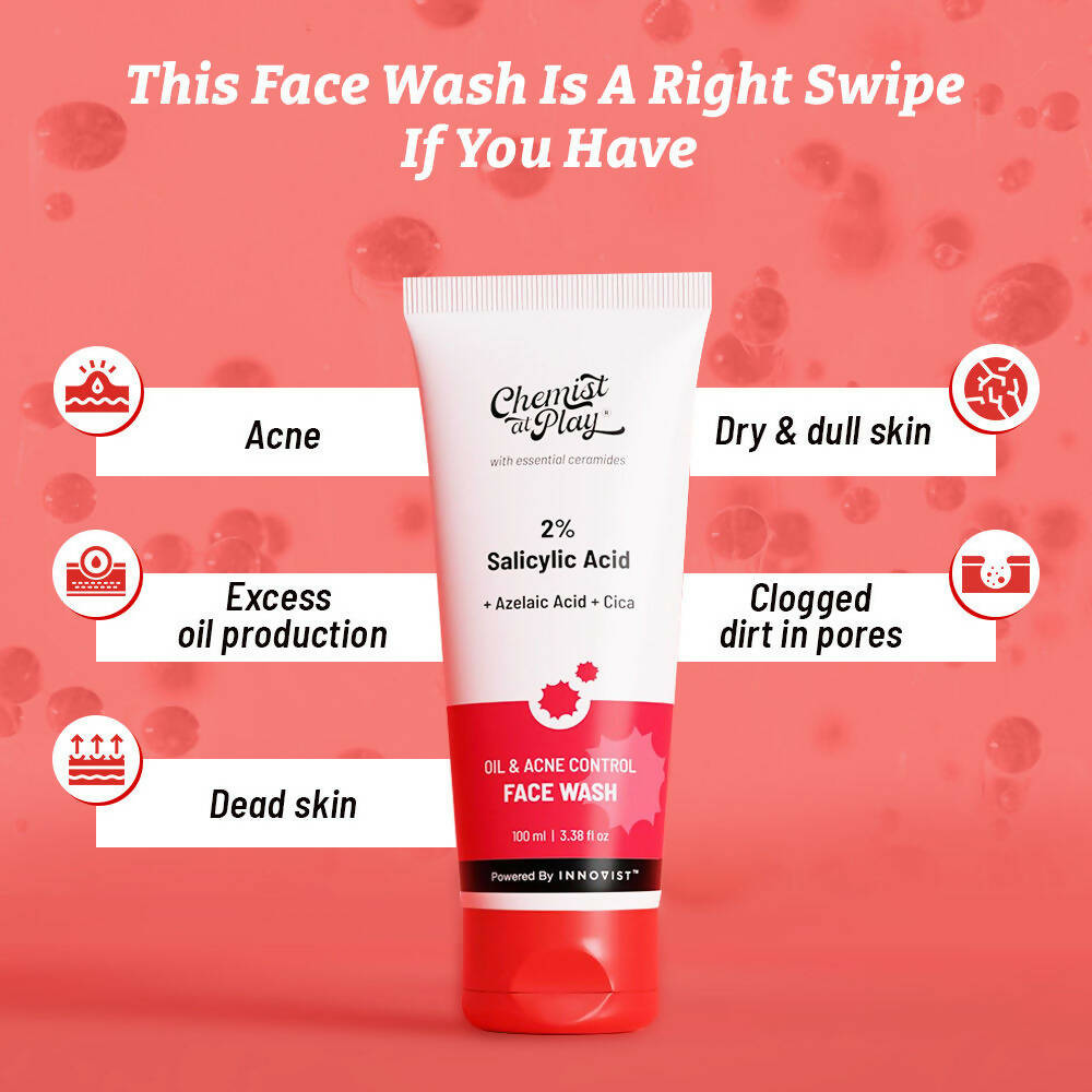 Chemist At Play 2% Salicylic Acid Oil & Acne Control Face Wash For Oily Skin with Niacinamide - Swadesiicart