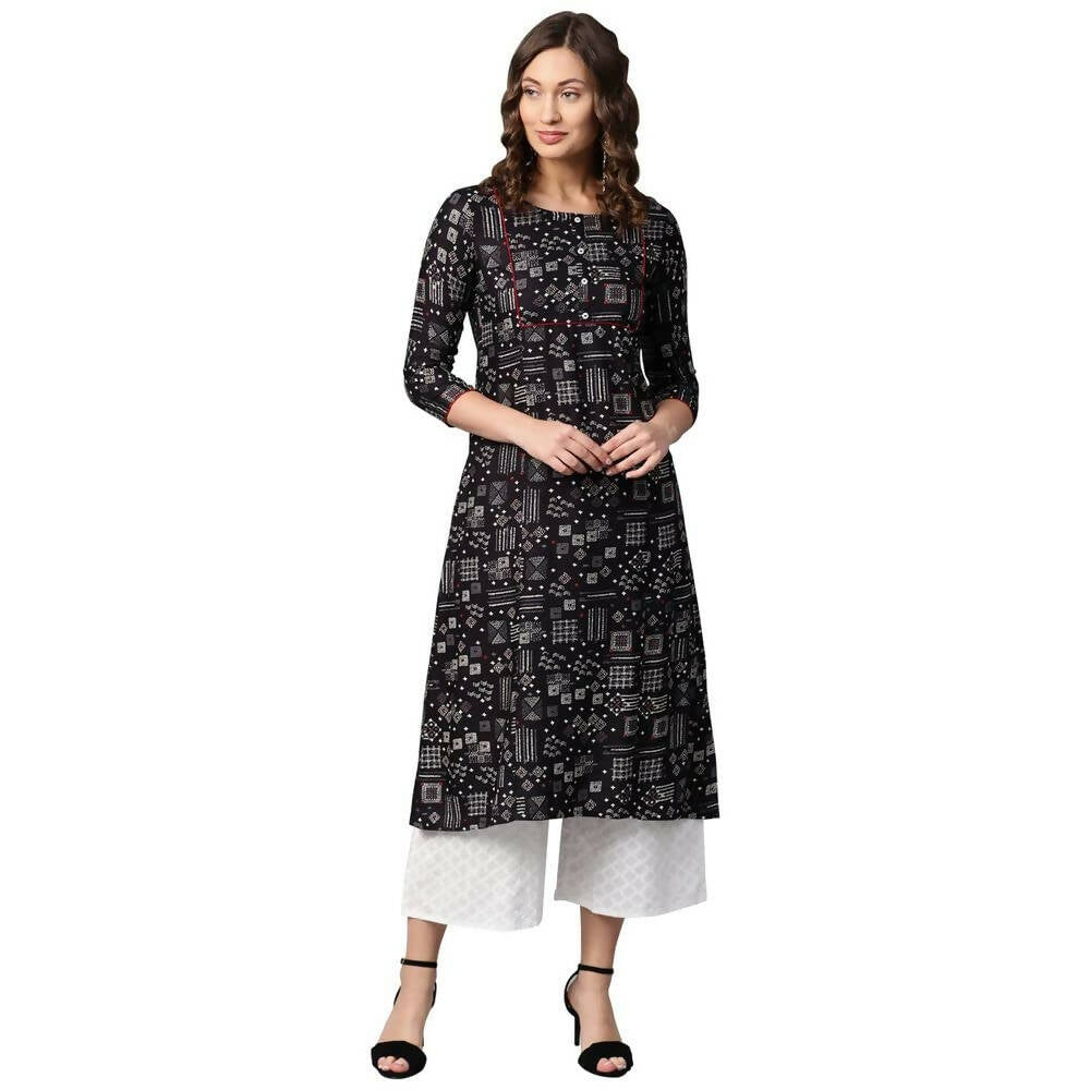 Anubhutee Women's Rayon Black Kurta Set | Swadesiicart