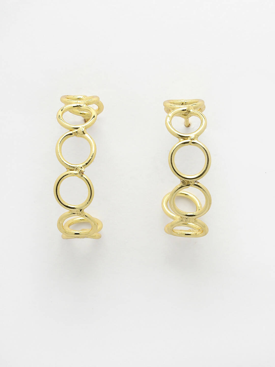 NVR Women Gold-Polished Contemporary Half Hoop Earrings - Swadesiicart