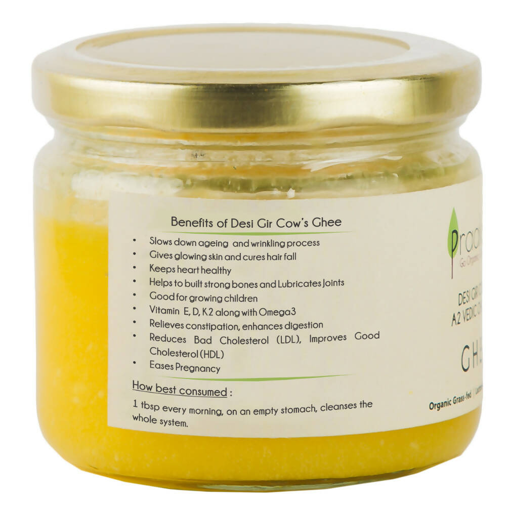 Praakritik Natural Desi Gir Cow A2 Ghee | Organic Grassfed - Vegetarian GMO Free Lactose Free - Cow Ghee - Swadesiicart