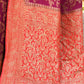 Joban Fashion Hot Pink Crepe Chiffon Pure Handloom Banarasi Silk Saree | Swadesiicart