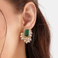 Nuyug 22K Gold Plated Emerald Fern Muse Stud Earrings | Swadesiicart