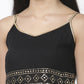 Myshka Women Black Rayon Solid Sleeveless Round Neck Kurta With Sharara & Dupatta Set | Swadesiicart