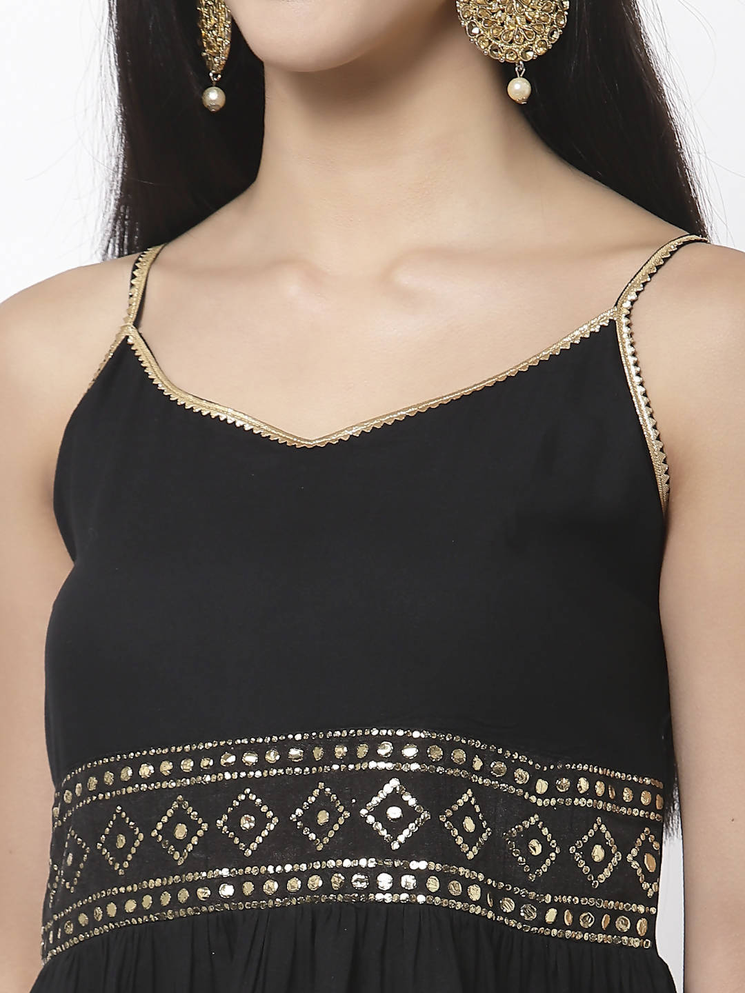 Myshka Women Black Rayon Solid Sleeveless Round Neck Kurta With Sharara & Dupatta Set | Swadesiicart