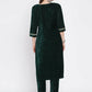 Women Republic Green Velvet Embroidered Kurta With Pant | Swadesiicart
