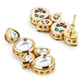 White Gold-Toned Contemporary Gold-Polished Drops Earrings - Ruby Raang - Swadesiicart