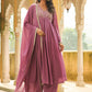Janasya Lavender Georgette Yoke Embroidery Kurta,Bottom & Dupatta | Swadesiicart