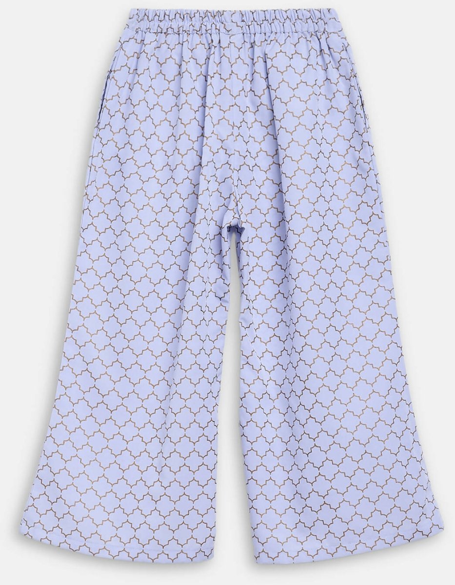 Ahalyaa Blue Crepe Printed Kids Kurta Palazzo Set For Girls | Swadesiicart