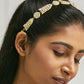 Nuyug 22K Gold-Plated Kundan & Pearls Studded Matha Patti with Regal Motifs Head Jewellery | Swadesiicart