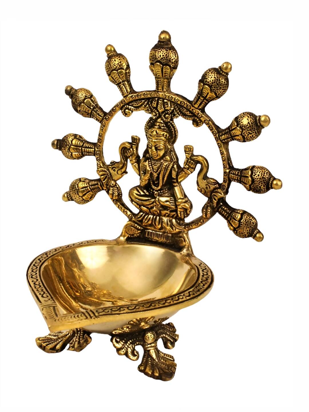 Spillbox Gold-Toned Brass Gajalakshmi Diya Pooja Essential | Swadesiicart