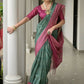Vishnu Weaves Women's Wine Soft Tussar Silk Printed Saree with Blouse - Swadesiicart