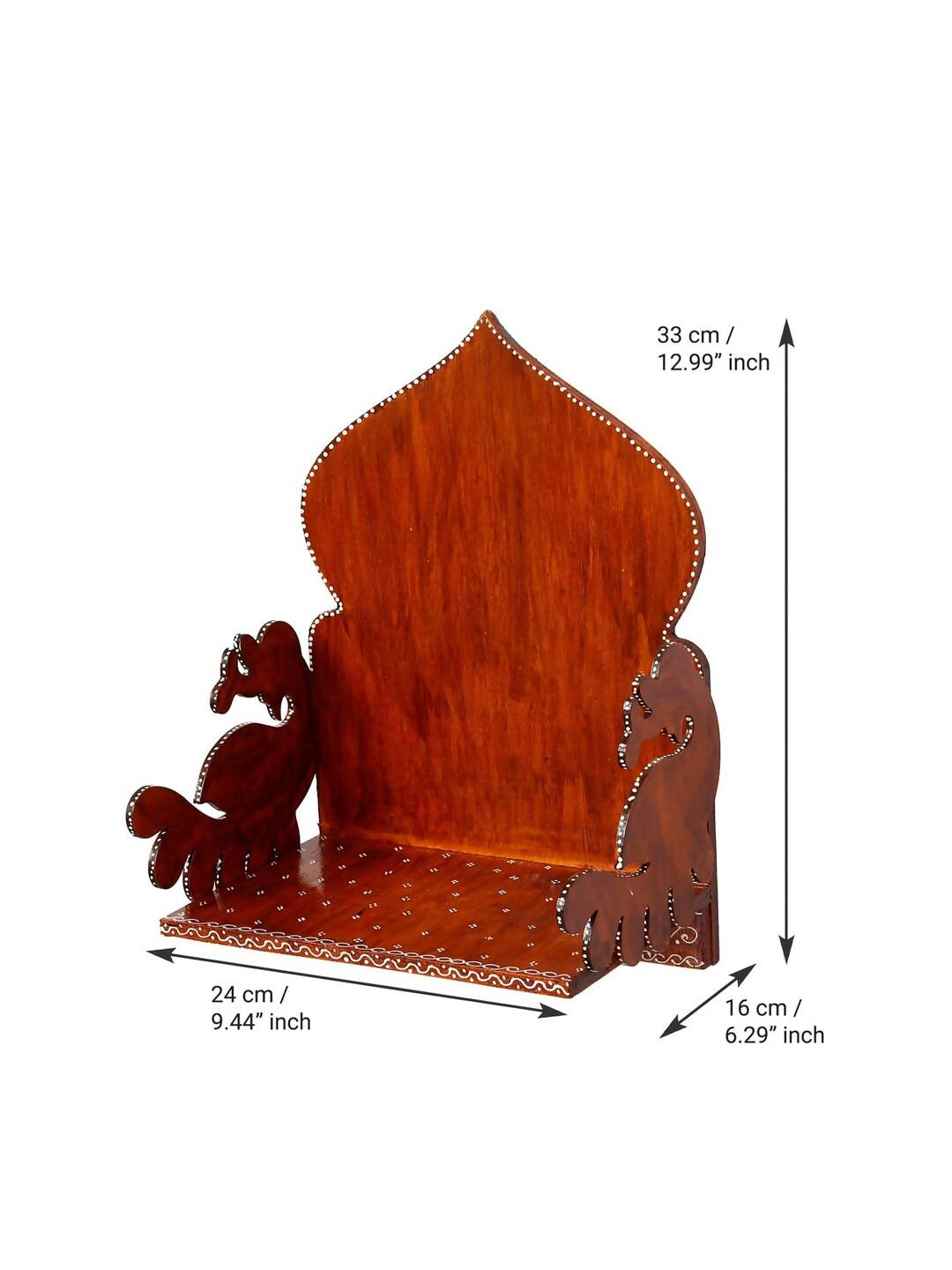 eCraftIndia Brown Textured Wooden Pooja Shelf | Swadesiicart