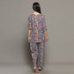 Breathables Women Cotton Printed Loungewear Kurta And Pants Co-Ord Set Grey I Night Wear | Floral Print