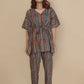 Breathables Women’S Loungewear Kaftan Cotton Aqua Blue Stripes Print Co-Ord Set