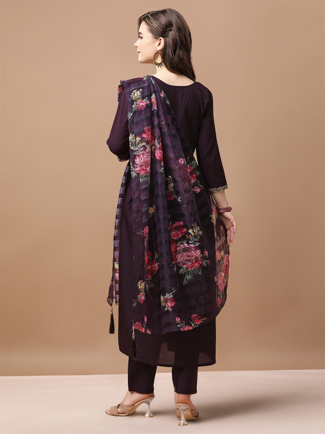 Alia Cut Hand Embroidered Kurta With Pant & Dupatta Premium, Multicolor - Hiral Fashion
