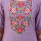 Applique Embroidered Kurta With Pant & Printed Dupatta, Lavender - Hiral Fashion