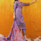 Applique Embroidered Kurta With Pant & Printed Dupatta, Lavender - Hiral Fashion