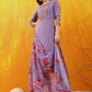 Applique Embroidered Kurta With Pant & Printed Dupatta, Lavender - Hiral Fashion