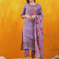 Applique Embroidered Kurta With Pant & Printed Dupatta, Lavender - Hiral Fashion