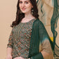 Berrylicious Womens Cotton Green Kurta With Pant And Dupatta Set., Multicolor - Hiral Fashion