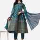 Anarkali Printed Kurta With Pant & Dupatta Set, Multicolor - Hiral Fashion
