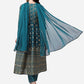 Anarkali Printed Kurta With Pant & Dupatta Set, Multicolor - Hiral Fashion