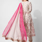 Anarkali Printed Kurta Suit With Pant And Dupatta Set, Multicolor - Hiral Fashion