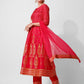 Anarkali Hot Printed Kurta Suit With Pant And Dupatta Set, Multicolor - Hiral Fashion