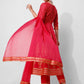 Anarkali Hot Printed Kurta Suit With Pant And Dupatta Set, Multicolor - Hiral Fashion