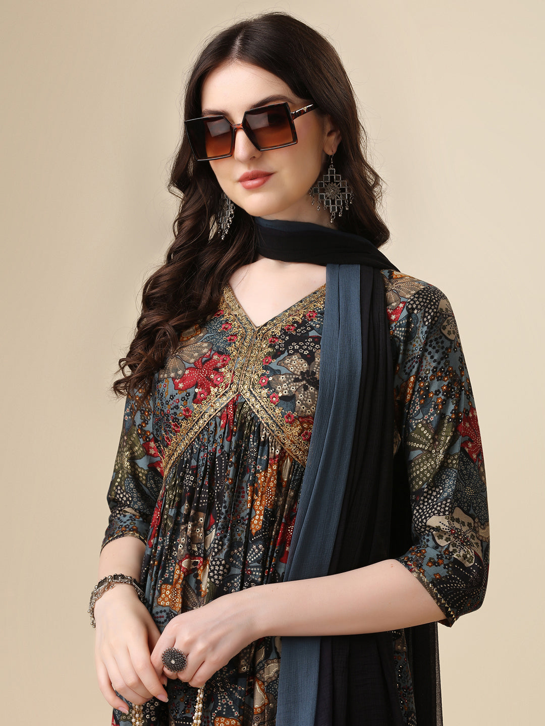 Alia Cut Kurta With Pant And Dupatta, Multicolor - Hiral Fashion