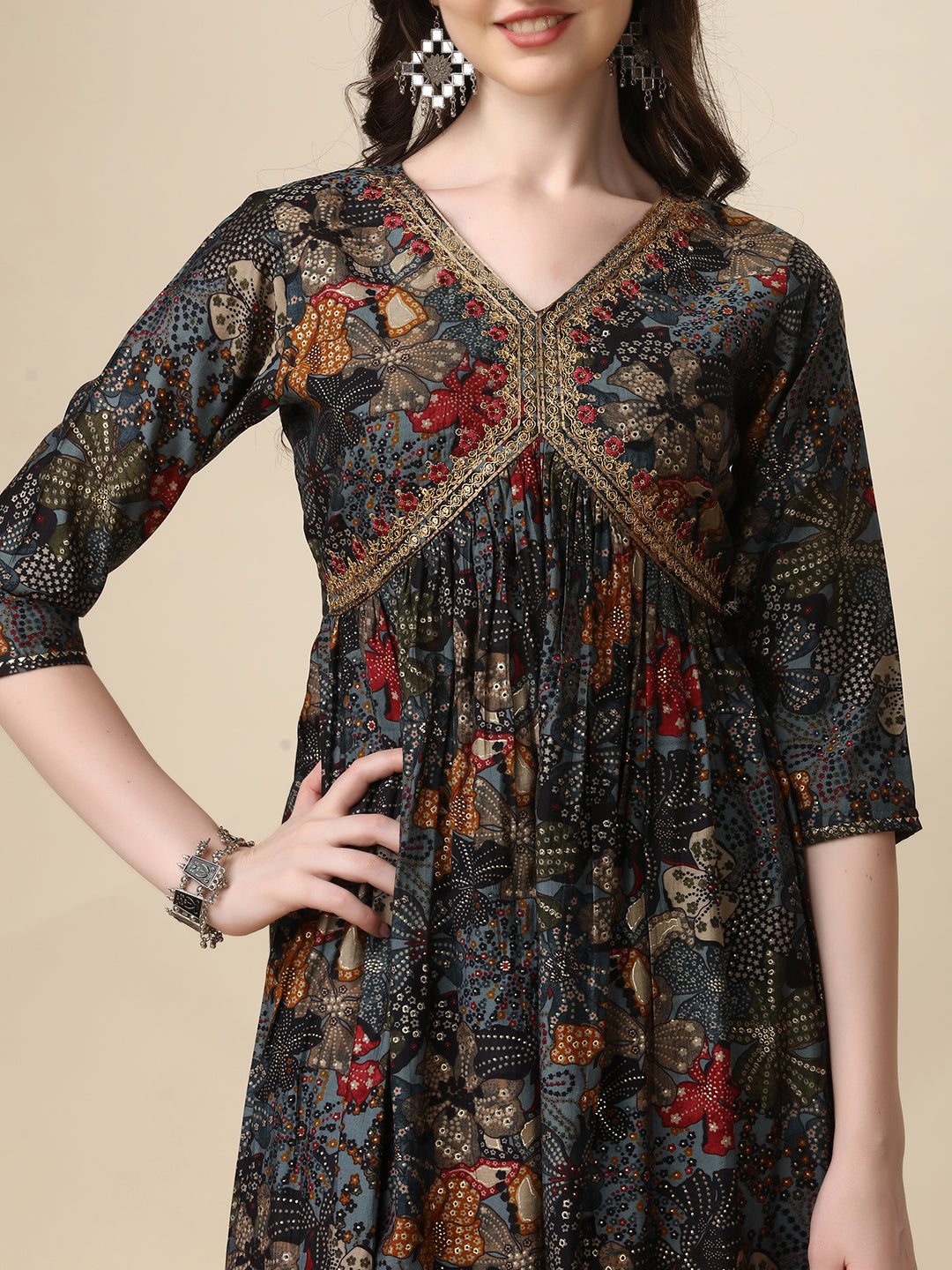 Alia Cut Kurta With Pant And Dupatta, Multicolor - Hiral Fashion
